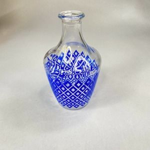 Mid-Century! Liquor Cordial Decanter Blue/clear Made In France Missing Stopper